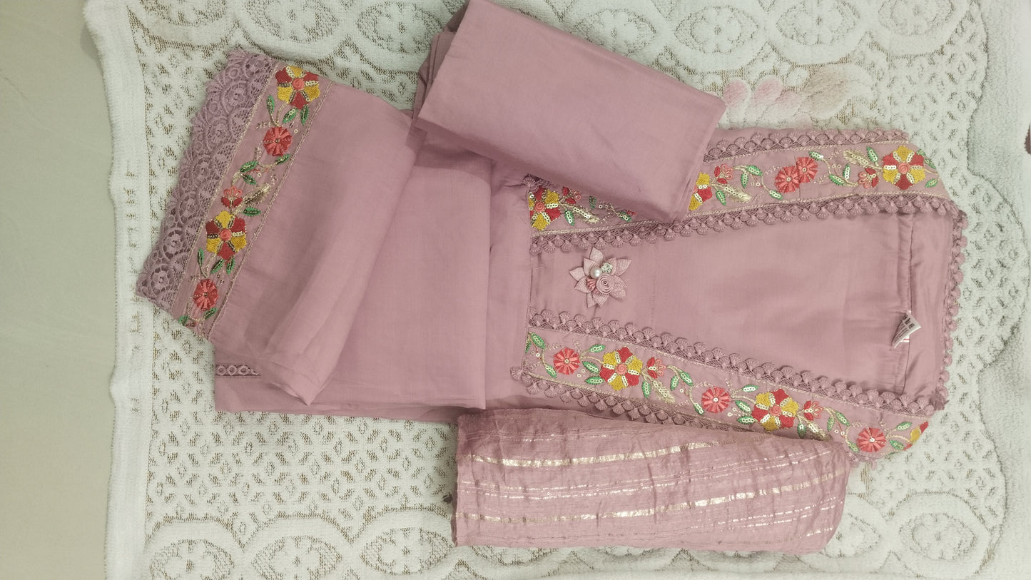 Pure Silk Premium 3 piece set (Kurti, dupatta & pant) With Inner