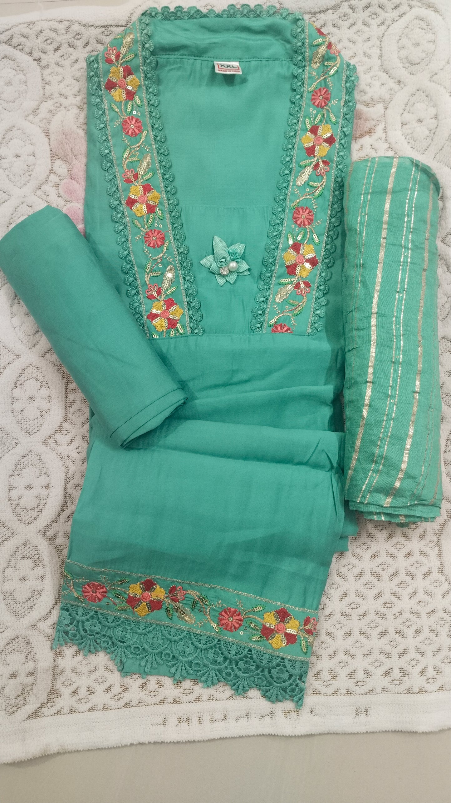 Pure Silk Premium 3 piece set (Kurti, dupatta & pant) With Inner