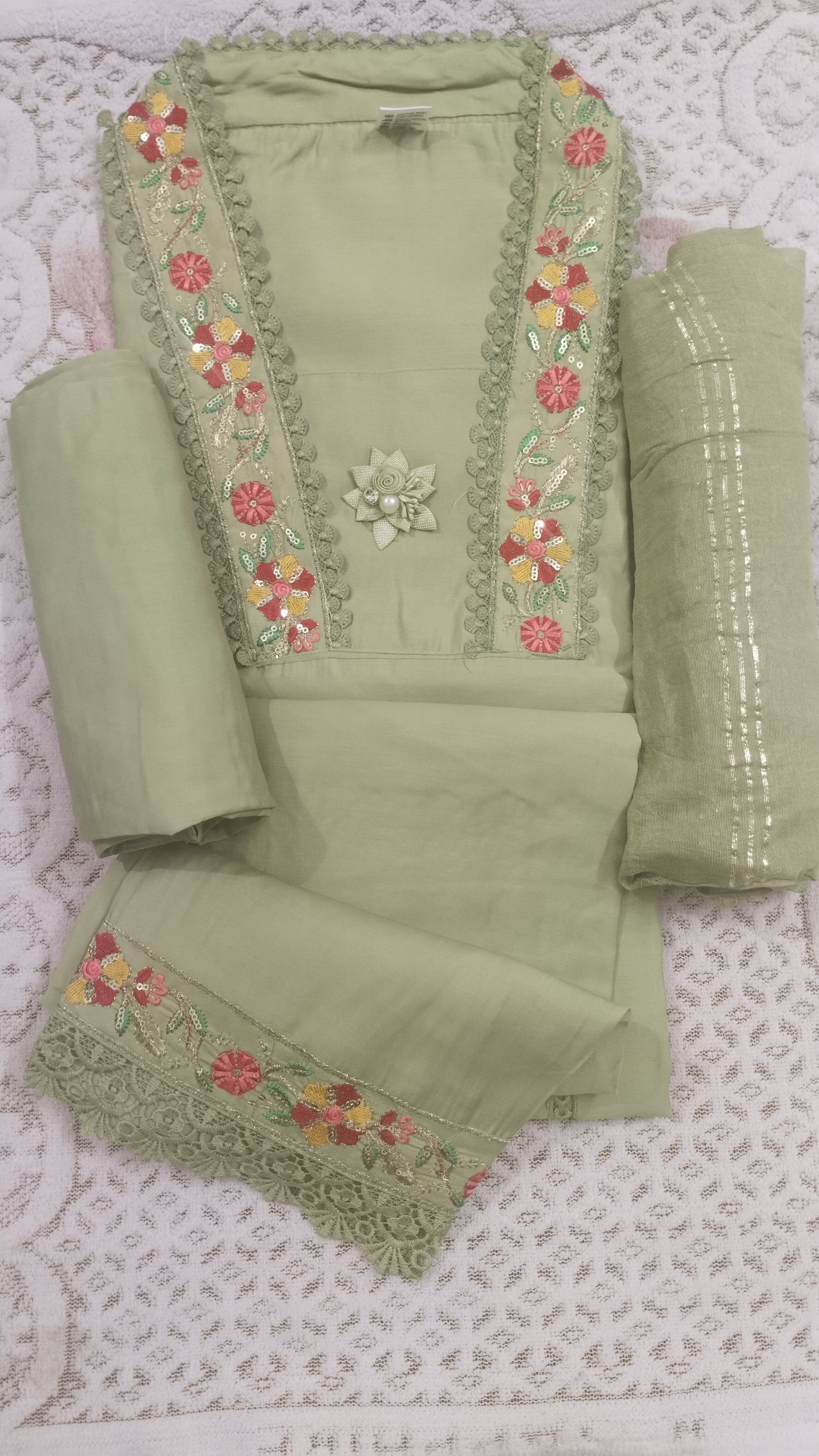 Pure Silk Premium 3 piece set (Kurti, dupatta & pant) With Inner